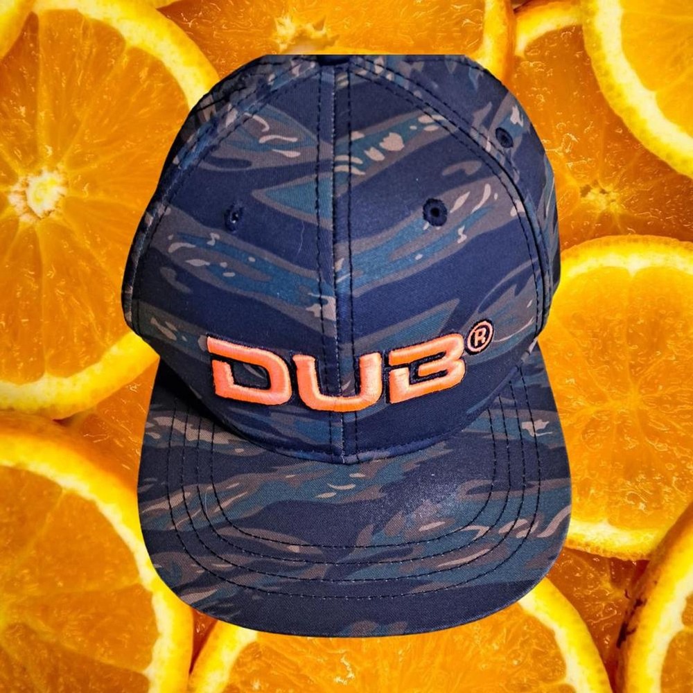Dub Camo with Orange Writing Adjustable Hat